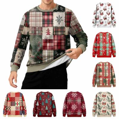 Herren Rundhals Fleecegefüttert Dick Einfarbig Sweatshirt