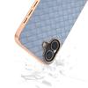 For iPhone 16 Case Woven Texture Electroplating Edge Leather Coated PC+TPU Phone Cover