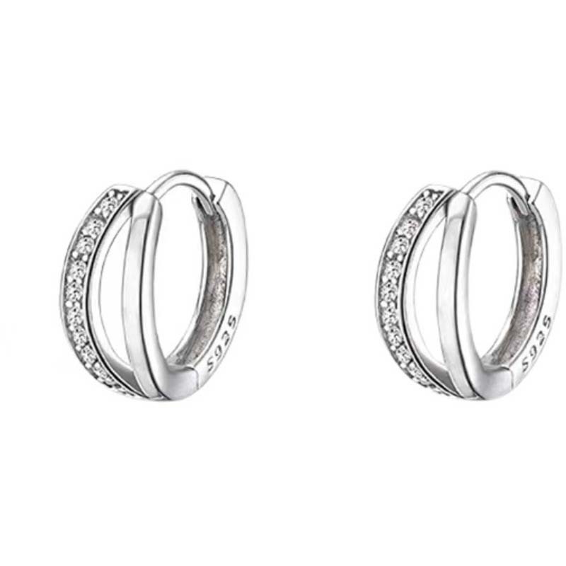 Fashion Silver Color Round Hoop Earrings For Women Girls Exquisite Zircon Circle Temperament Earrings Wedding Jewelry Accessorie