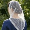 Polka Dot Triangular Scarf Thin Bridal Face Covering Permanent Lace Headscarf  Prayer Use