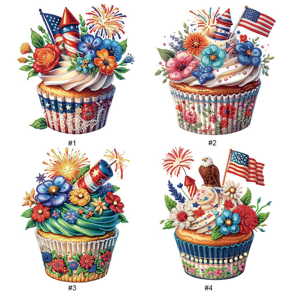 

5D DIY Partial Special Shaped Drill Diamond Painting Independence Day Cake AU WQ386