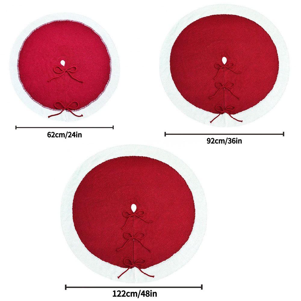 Knitting Christmas Tree Skirt Christmas Decoration Supplies 62cm Knitted Christmas Tree Skirt Red White Color Reusable