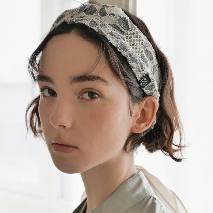 Floral Two-way Hair Bandana_Beige&Grey