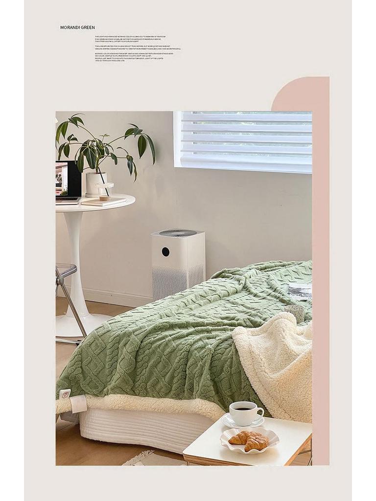 Koc z polaru koralowego - Miękki szal na sofę i do biura