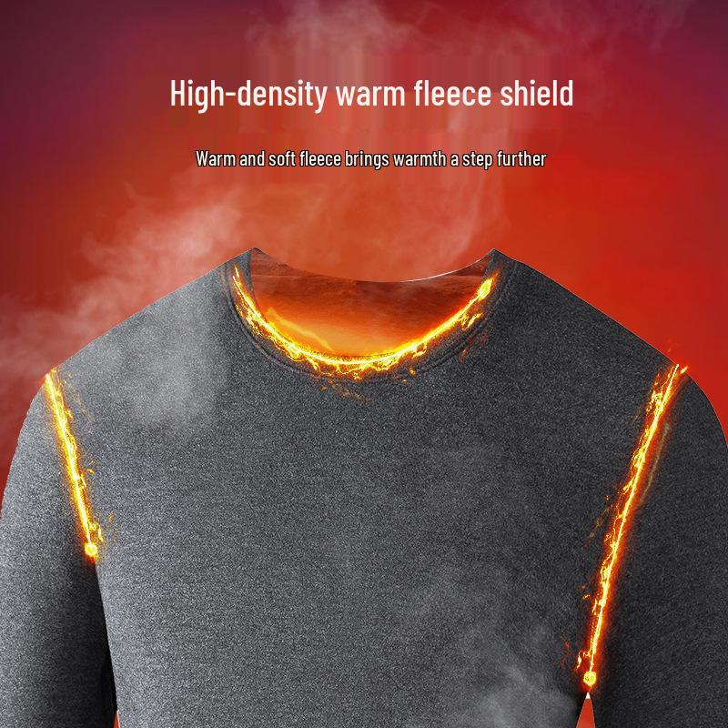 2025 Men's Extra Thick Mulberry Silk & Wool Fleece-Lined Warm Underwear Set for Autumn/Winter