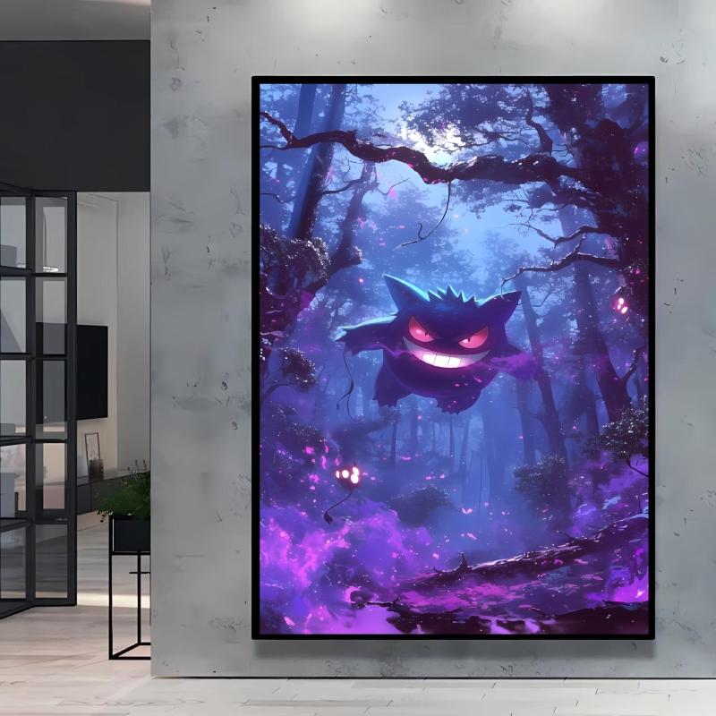 Canvas Artwork Painting Pokemon Gengar Poster Hd Prints Cartoon Character Picture Classic Modern Home Living Room Wall Decor
