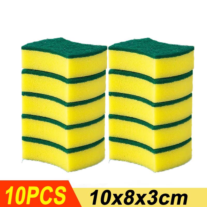 100/5pcs Kitchen Dishwashing Sponge Cleaning Rub Pot Rust Stains Removing Tableware Brush Scrub Sponges Scouring Pad Wholesale