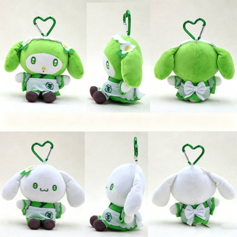 Sanrio Green Hello Kitty Cinnamoroll Melody Kuromi Plush Toy Pendant For Cute Car Ornament And Gift For Kids
