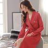 Nightgown Women'S Spring And Autumn Pure Cotton Long-Sleeved Spring And Summer Long Bathrobe Pajamas Cotton Bathrobe Dressing Gown