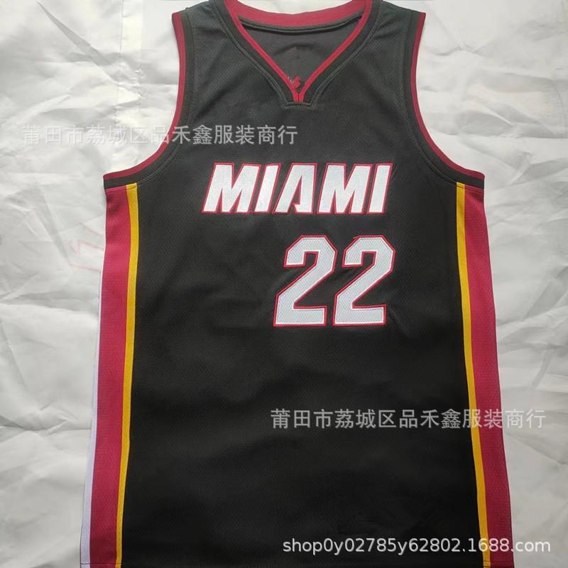 Miami Heat Basketball Jersey 3 Dwyane Wade 22 Jimmy Butler Black Home Uniform Cotton Sports Apparel Men Women