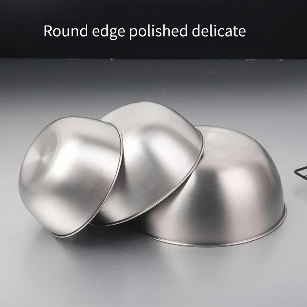 22cm+24cm+26cm 3Pcs Salad Bowl Stainless Steel 304 Mixing Bowl with Measurement Markings for Kitchen/Baking (No FDA)