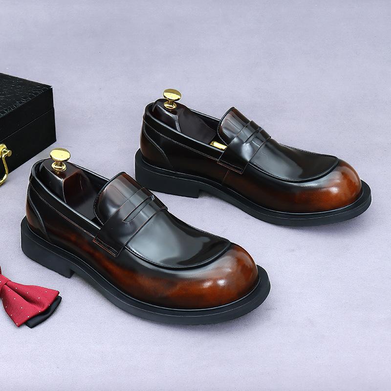 Big Head Leather Shoes Men's Business Dress Cowhide Leather Foot Cover Casual Lacquer British
