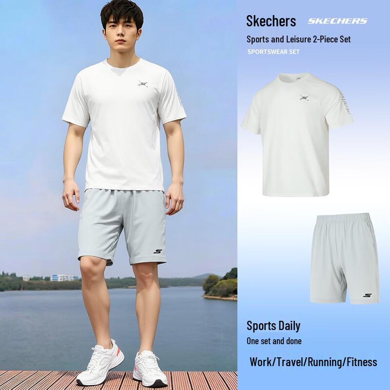 Skechers Men s Short Sleeve & Shorts Running Set L