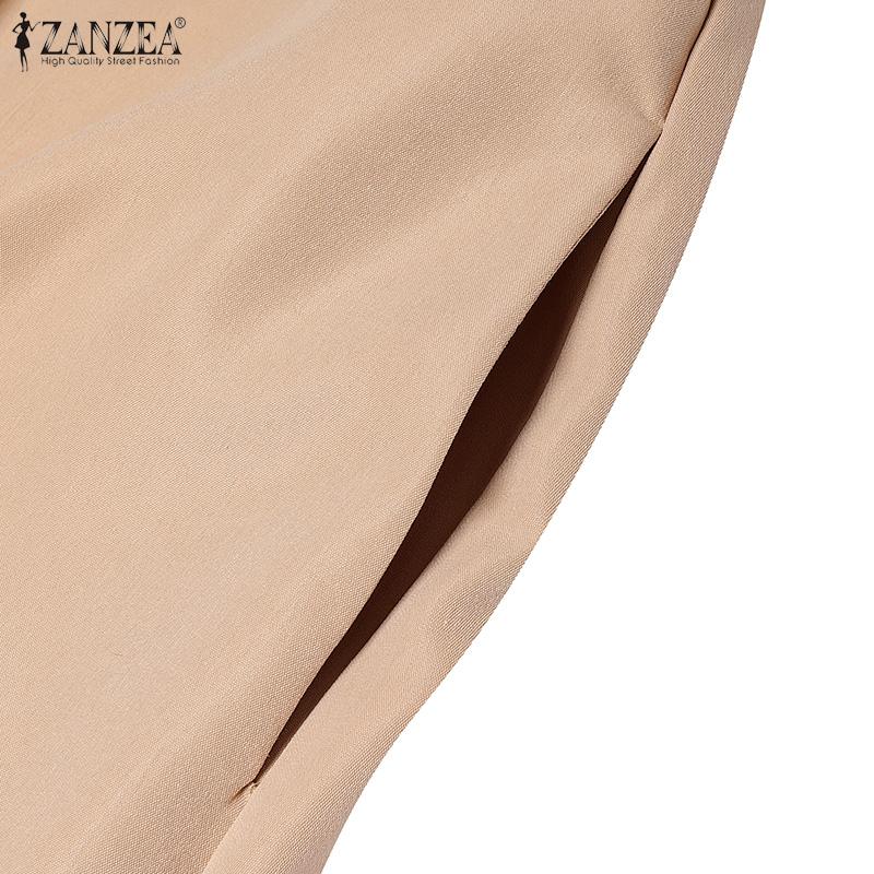 ZANZEA Women Casual Turn Down Collar Loose Summer Sleeveless Dress