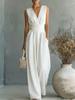 2026 European & American Spring/Summer Elegant Waist-Cinching V-Neck Women's Jumpsuit
