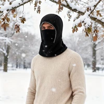 Winter Warm Hat Face Mask Outdoor Cycling Skiing Mountaineering Fleece Lined Windproof Cold Protection Neck Guard