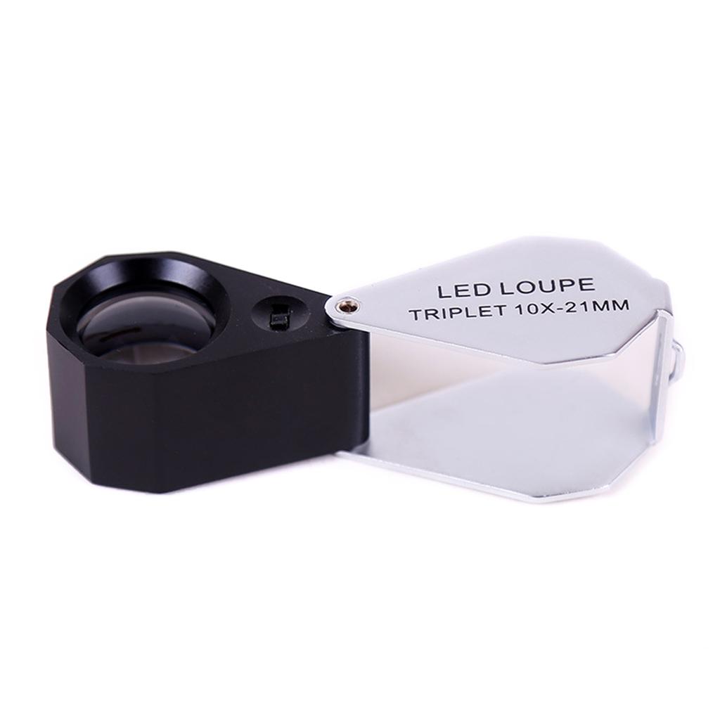 10X 21mm LED Light IlluminatedEye LoupePocket Jewellery- Magnifier- Portable Foldable Magnifying Glass with Lights Gift