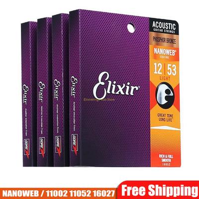 Corde per chitarra acustica Elixir per riproduzione elettrica Musica popolare Rock 80/20 Bronzo Nichel 11002 16052 16027 11-52 Accessorio per chitarra