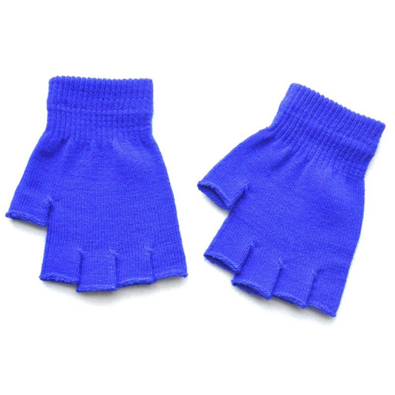 1Pair Black Short Half Finger Gloves Unisex Knitted Elastic Warm Wrist Glove Solid Color Winter Soft Guantes Cycling Accessories