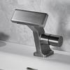 Bathroom Basin Faucet Gray Single Lever Hot and Cold Waterfall Crane Brass Sink Mixer Black Chrome Gray Tap