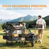 Folding Trolley Cart Storage Wagon Beach Trailer 4 Wheels with Handle Overhead Canopy Cart Push Pull for Camping, Black