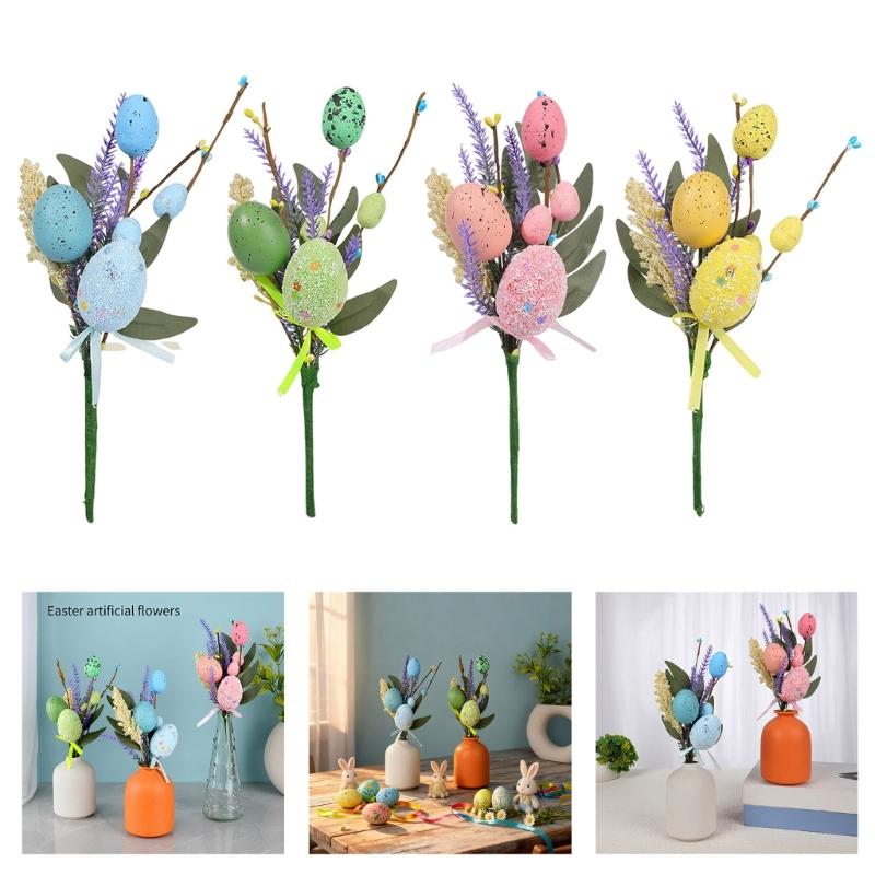 Efficient Spring Festival Eggs Artificial Flower Bouquets Bright Home Office Easters Celebration Decoration