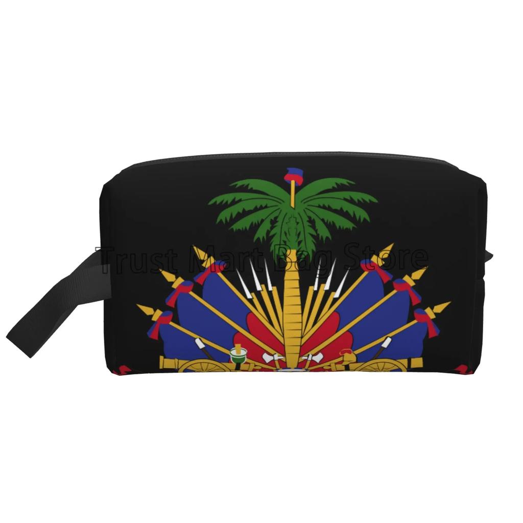 Haitian Flag Print Makeup Bag Cosmetic Bag for Women Large Capacity Make Up Organizer Portable Travel Toiletry Bags Accessories