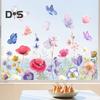 Colorful Floral Static Sticker Double-Sided Waterproof Flowers Sticker Spring Window Clings for Glass Windows Doors Home Office Decor