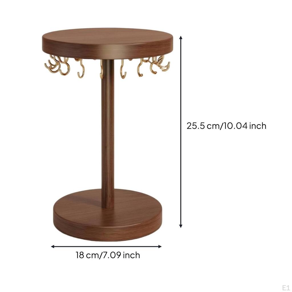 Jewelry Display Stand with Wooden Base Tabletop Hooks Freestanding Necklace