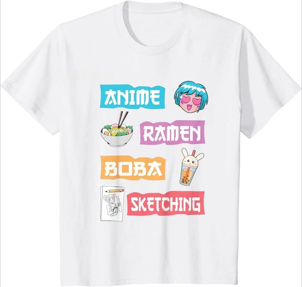 Anime Raunisex Boba Sketching Plus Size Shirt For Unisex Fall Vintage Harajuku Kawaii Unisexga Sport Funny Short Sleeve Gift Clothes