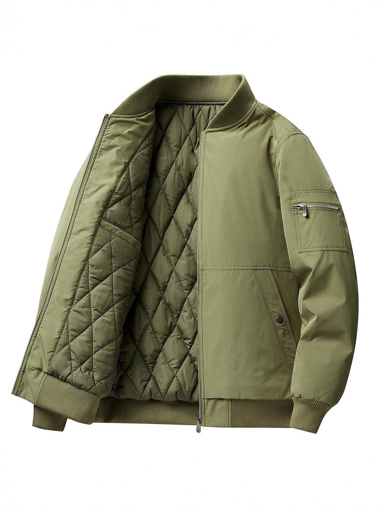 Men's Autumn/Winter Thick Cotton Jacket with Fashionable Baseball Collar - Casual American Workwear, Windproof, Warm Outerwear