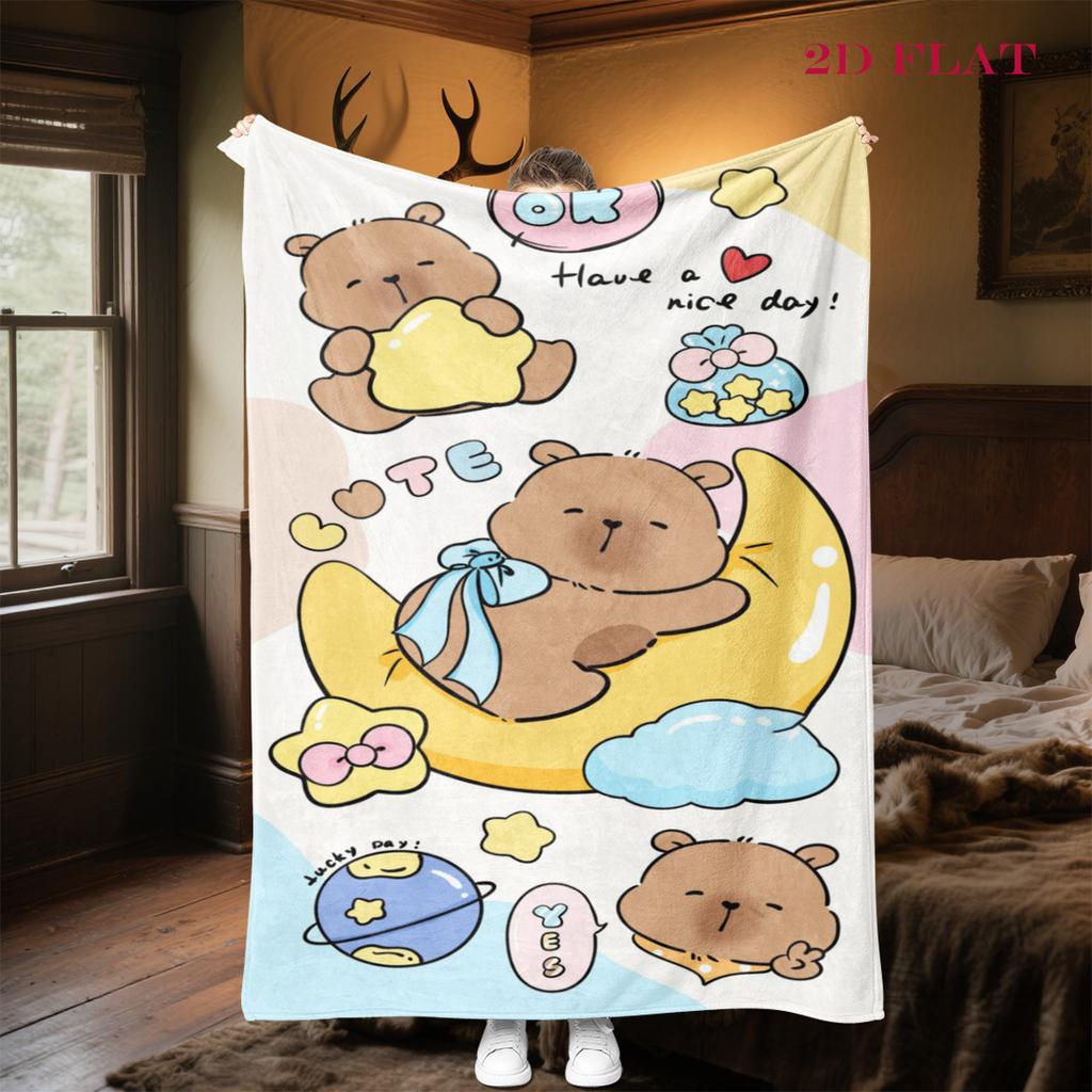 Capybara Companions Blanket Suitable for All Seasons Soft and Comfortable Digital Printing Sheet Nap Blanket