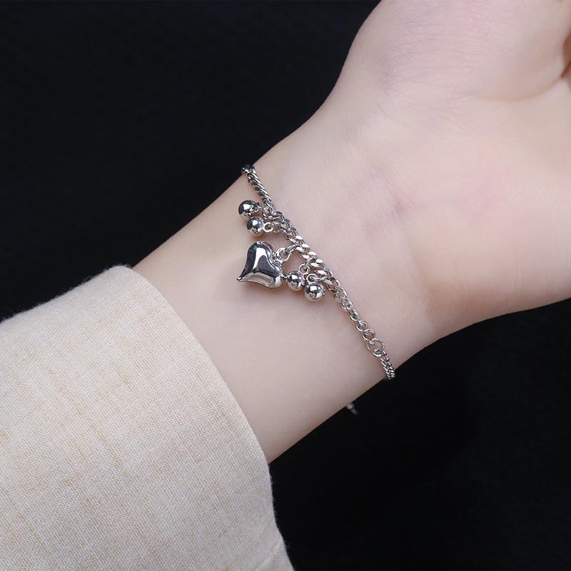 925 Sterling Silber Quaste Herz Runde Perle Charme Armband & Armreif Für Frauen Mädchen Party Neue Schmuck Sl338