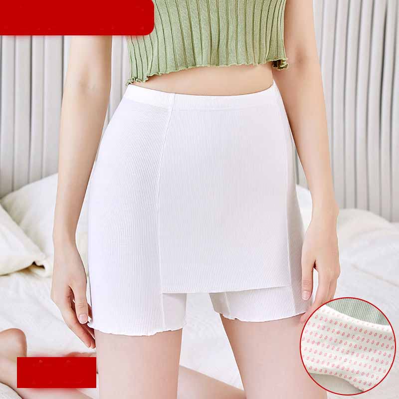 

Женские бесшовные шорты с высокой талией и контролем живота, двухслойные шорты под юбкой, защитные брюки-боксеры, женское корректирующее белье M белый