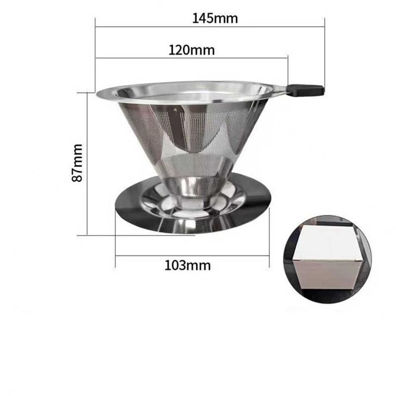 Stainless Steel Pour Over Coffee Filter, Reusable Fine Mesh Cone Dripper, Paperless Coffee Strainer For Home Office Brewing