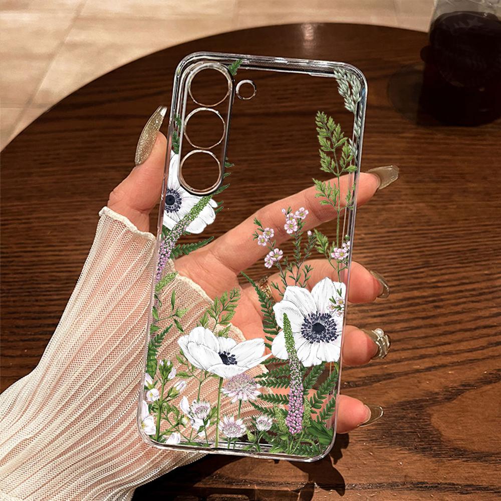 Monstera Deliciosa Lavender Floral Phone Case For Samsung Galaxy A56 A16 A26 A36 A37 A57 A21S A53 A33 A73 A12 Transparent Cover