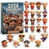 2026 3D Highland Cow Advent Calendar 24 Days Christmas CountdownCute Mini Highland Cow Figurine Christmas Gift Home Decor