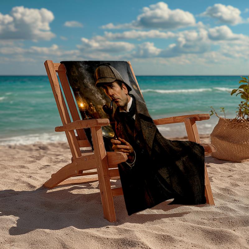 Ultra-Soft Beach Towel with Sherlock Holmes Theme,Ideal for Pool - Camping, Diving - Perfect Travel Essential, Vibrant Beach Towel.