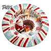 Wintervakantie Vloerbedekking 3D Optische Illusie Rond Kerstkleed, Schattige Kerstman Kristalfluweel Mat, Vloerkleed Levendig Gedrukt Rond