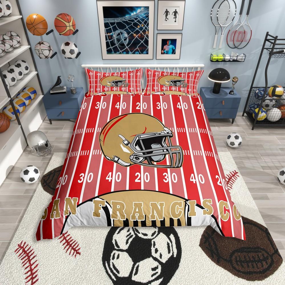 Homewish Boys Basketball Lover Duvet Cover Set,Modern Sport Player Bedding Set,Modern Ball Game Reversible Bed Set