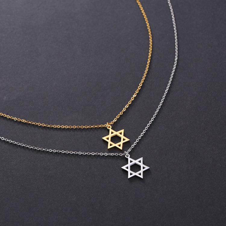 Minimalist Stainless Steel Star of David Necklace for Women