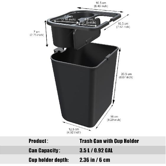 Mabett Trash Can For Ford Maverick 2025 2024 , Multi-Function Maverick Accessories, Trash Bin With Cup Holder, Extra Rear Storage Box