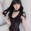 Gothic Bodysuit With Ruffled Lace And Corseting Onesies