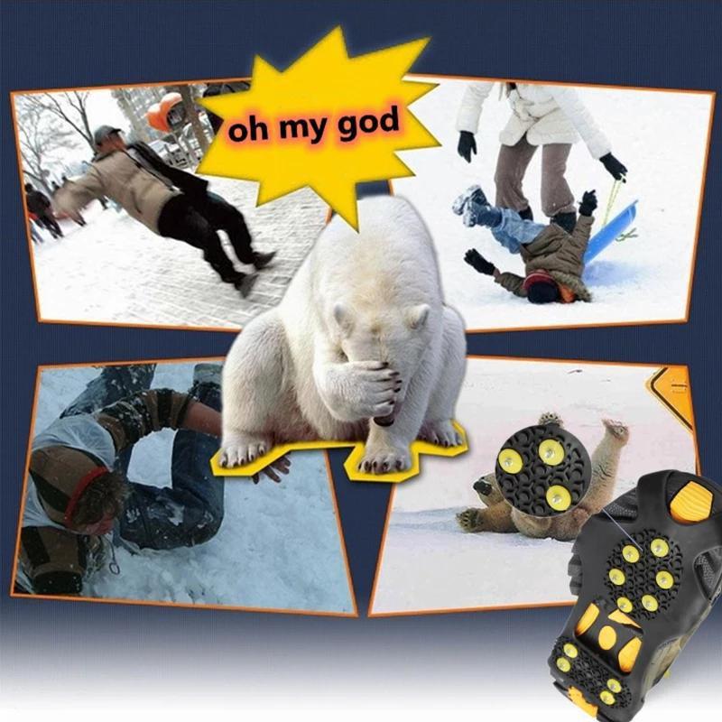 1Pair 10 Studs Anti-Skid Snow Ice Thermo Plastic Elastomer Climbing Shoes Cover Spikes Grips Cleats Over Shoes Covers Crampons