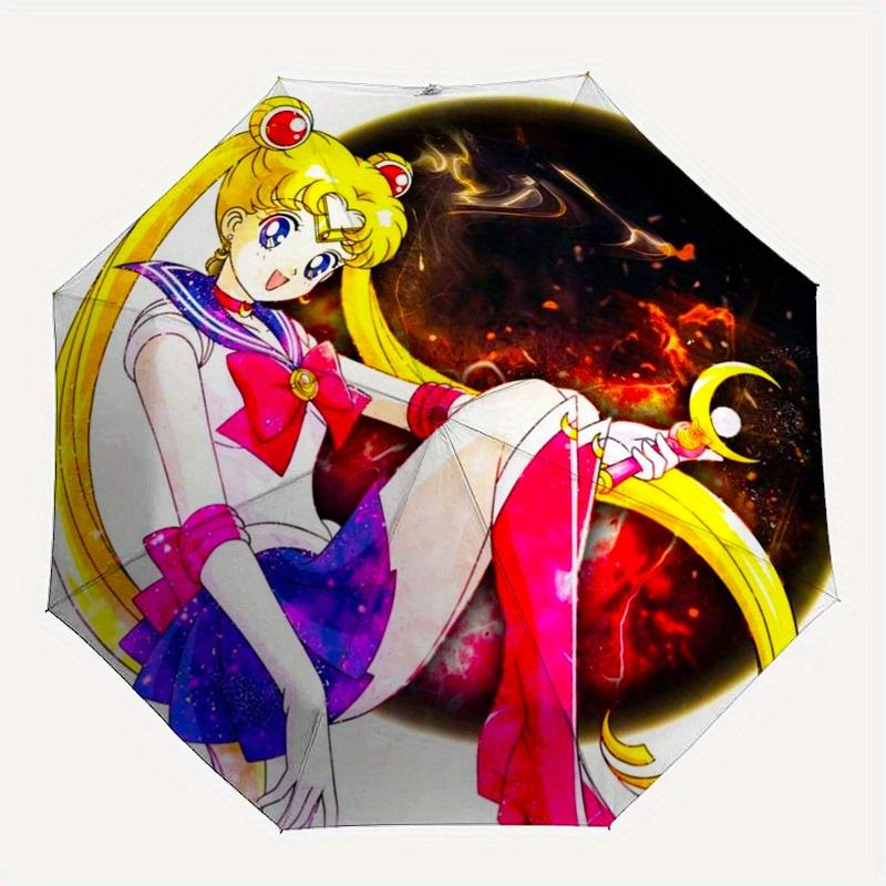 Sailor Moon Crescent Moon Brooch PinUmbrella, Portable 3-Fold Compact Umbrella for Men & Women Gift