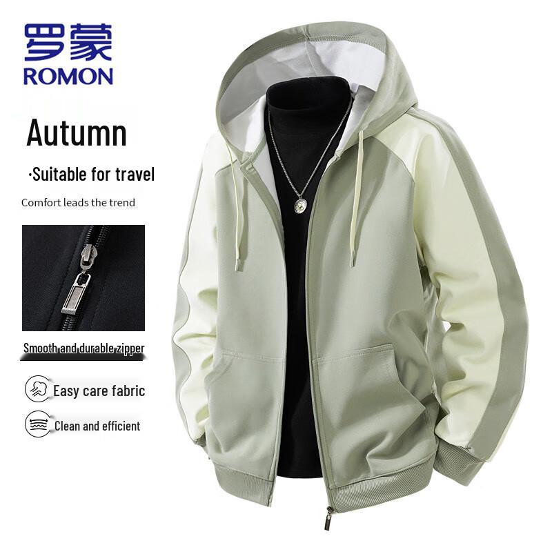 

Romon Men s Color-Block Hooded Cardigan Jacket 5XL