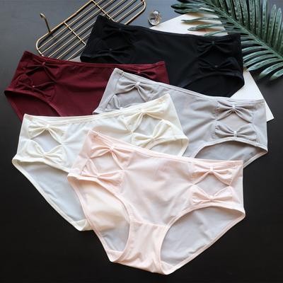 Ropa interior para mujer con cintura de lazo, tipo triángulo, cómoda, realza la cadera, hecha de algodón puro