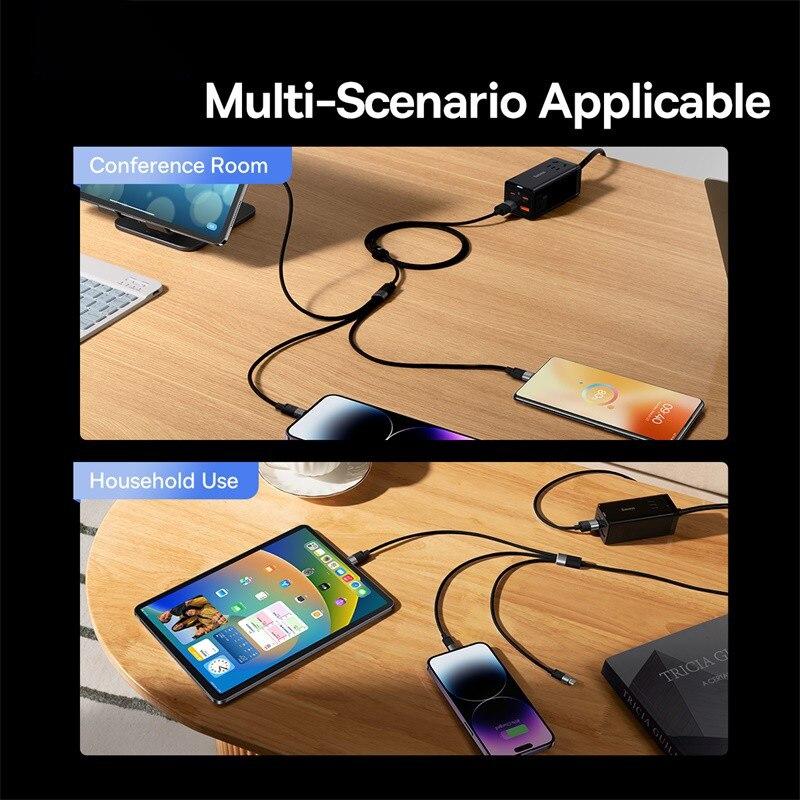 Baseus 3 in 1 USB Cable Micro USB Type C Fast Charger Micro USB Type C Data Cable For IP 14 13 Samsung Huawei
