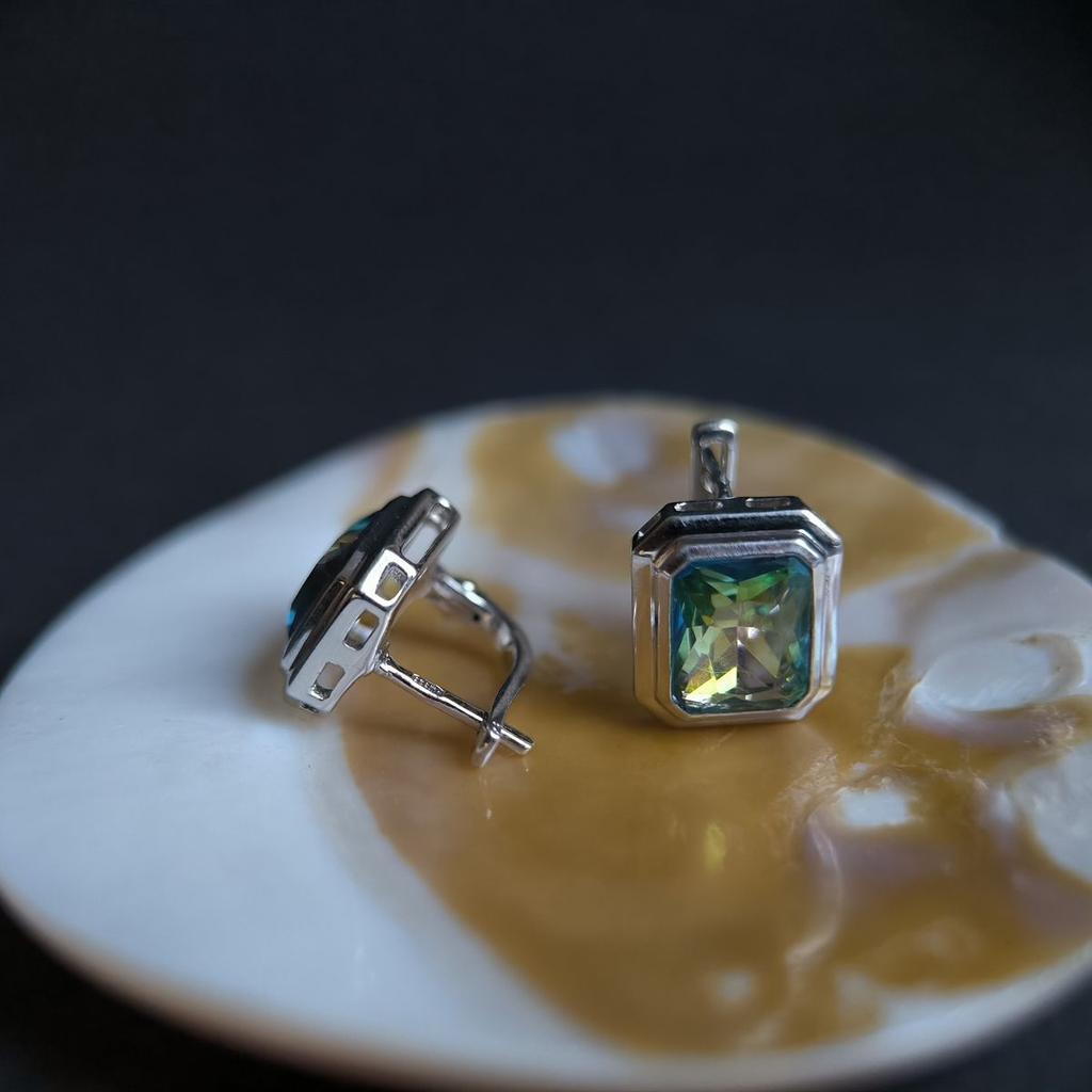 Серебряные серьги с мистик топазом 4.563ct (2190264)