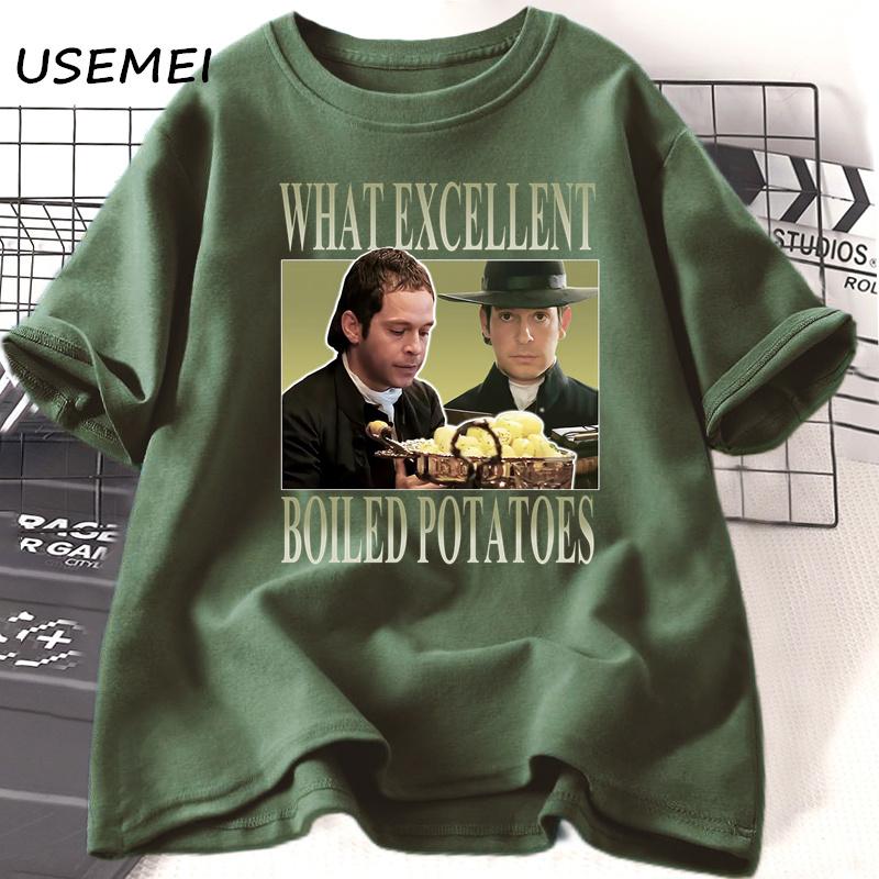 Pride and Prejudice Graphic T Shirts What Exellent Boiled Potatoes Funny Meme Tshirt Women Unisex Cotton Tshirt Womens Clothing XL